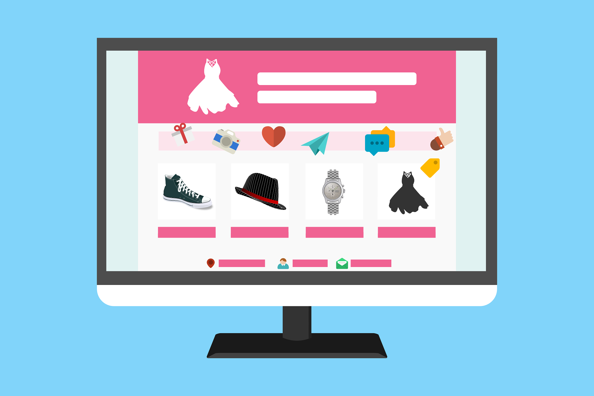 Illustration clothing items on a computer screen